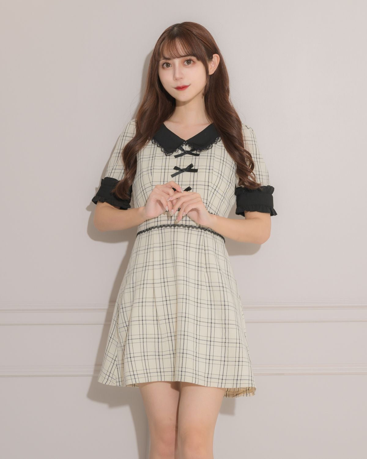 モデル身長:158cm/着用カラー:アイボリーチェック