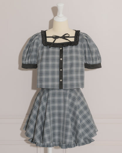 バイカラーフロントリボントップス