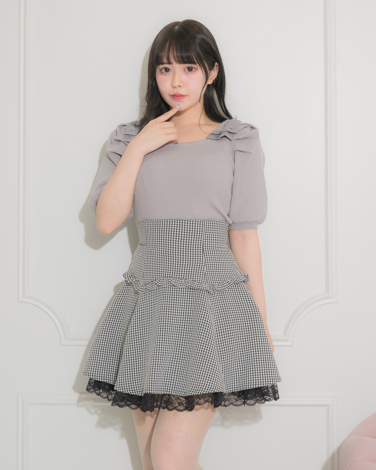 モデル身長:157cm/着用カラー:ブルーグレー