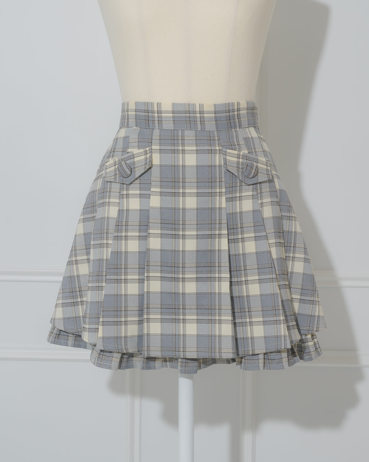 プリーツフリルチェックミニスカート