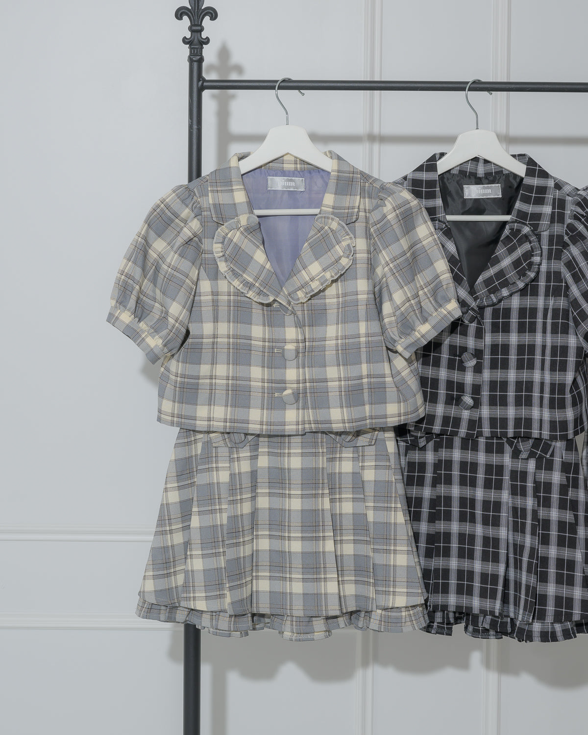 プリーツフリルチェックミニスカート