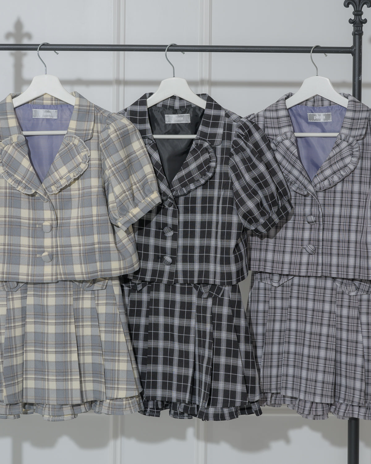 プリーツフリルチェックミニスカート