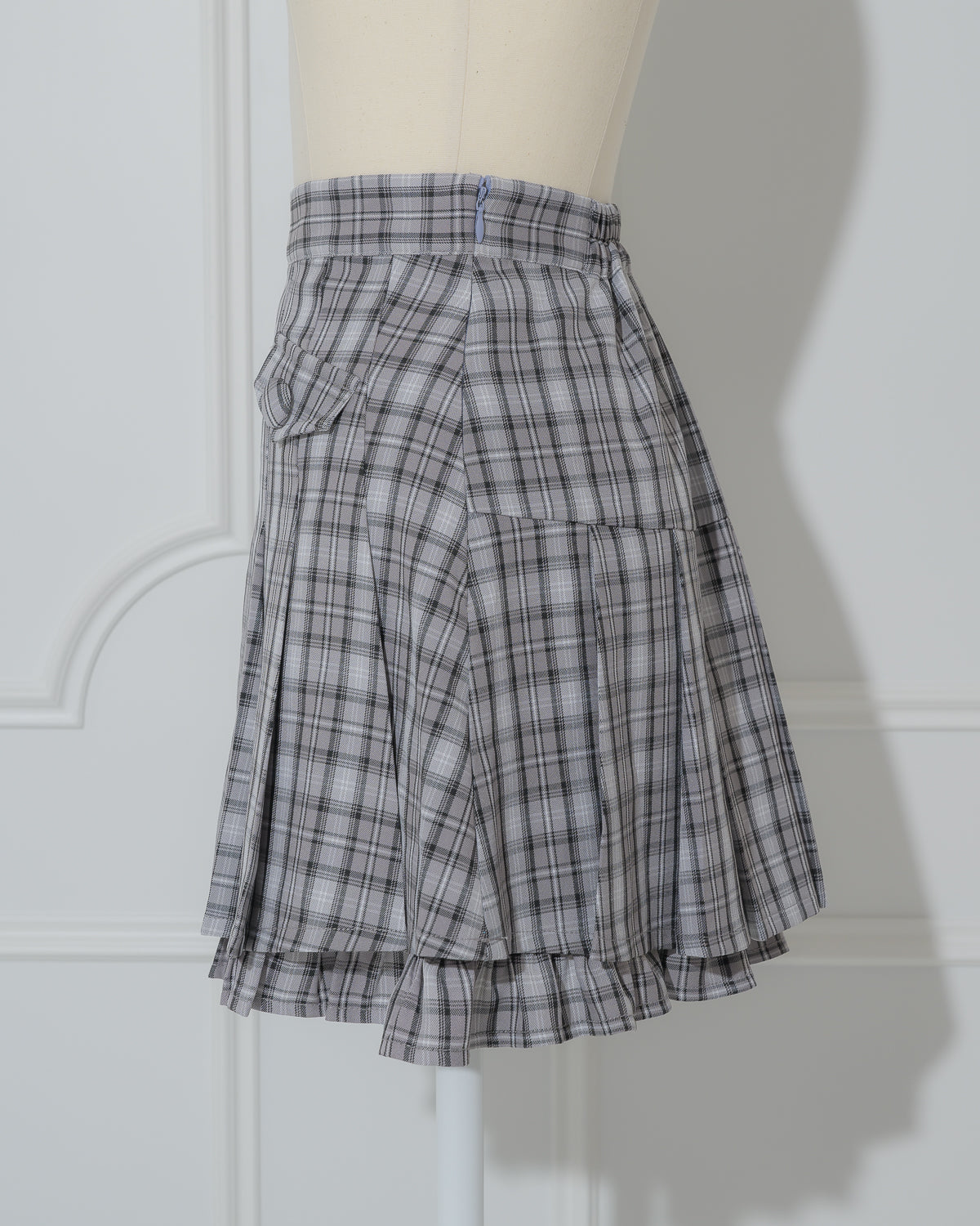 プリーツフリルチェックミニスカート