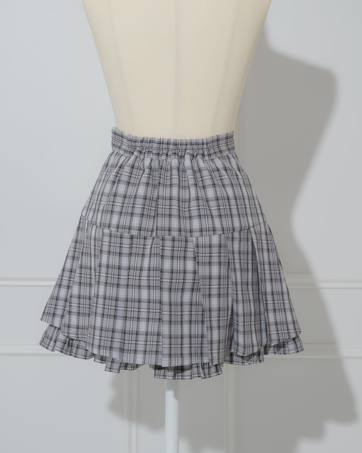 プリーツフリルチェックミニスカート
