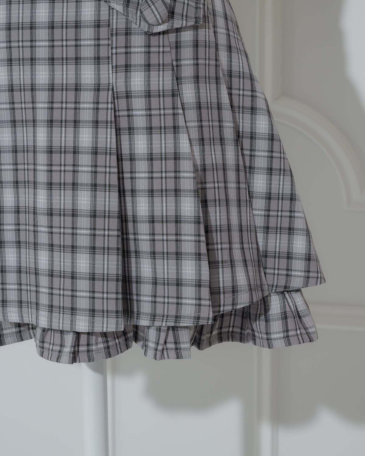 プリーツフリルチェックミニスカート