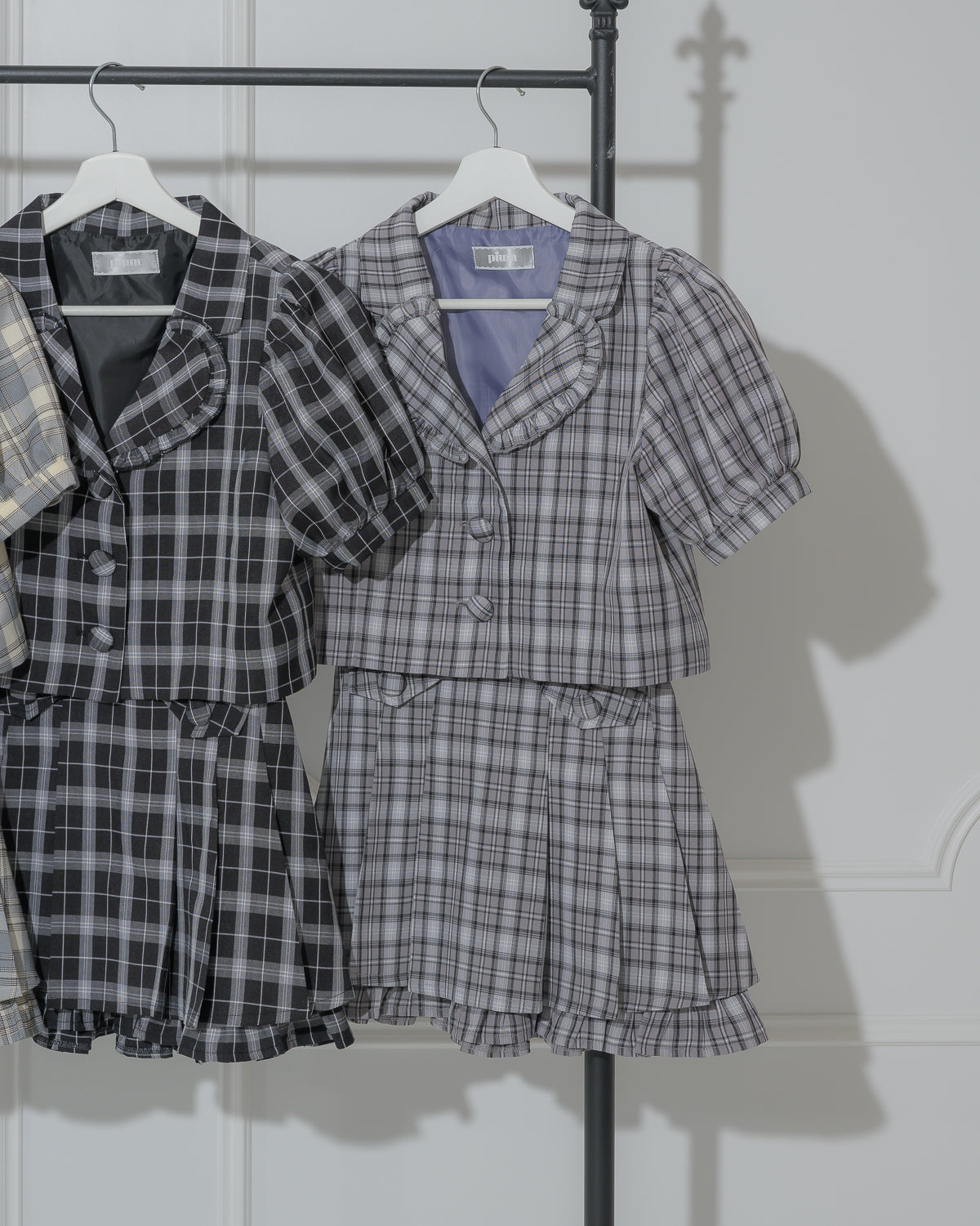 プリーツフリルチェックミニスカート