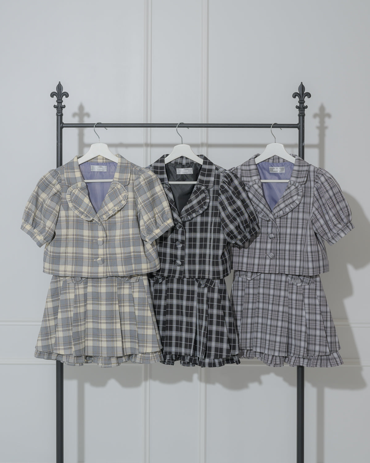 プリーツフリルチェックミニスカート