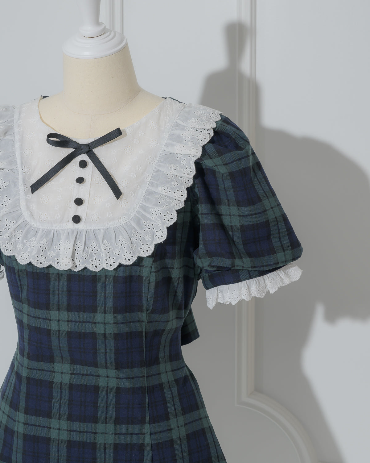 コットンレースドーリーカフェワンピ