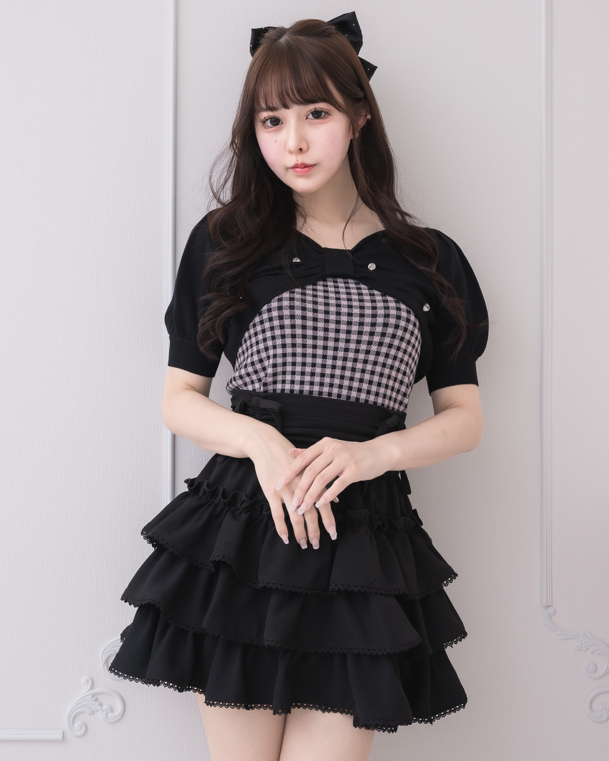 モデル身長:157cm/着用カラー:ピンク×ブラック