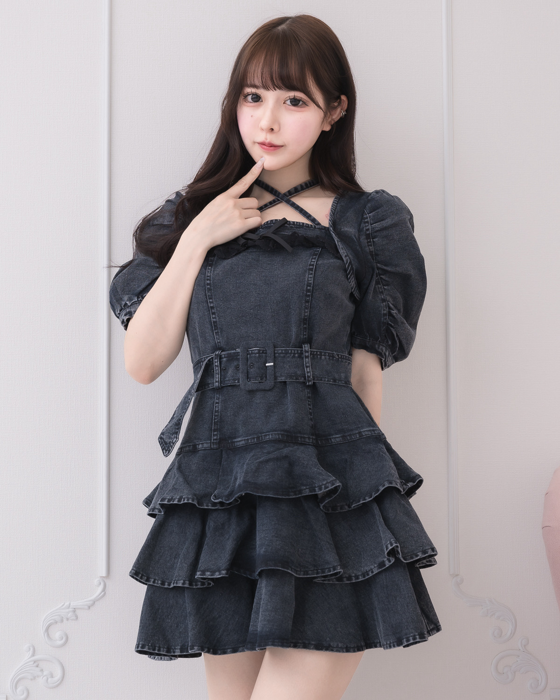 【値下げ】pium ティアードフリルミニワンピース ブラック ティアードフリルミニワンピース – pium