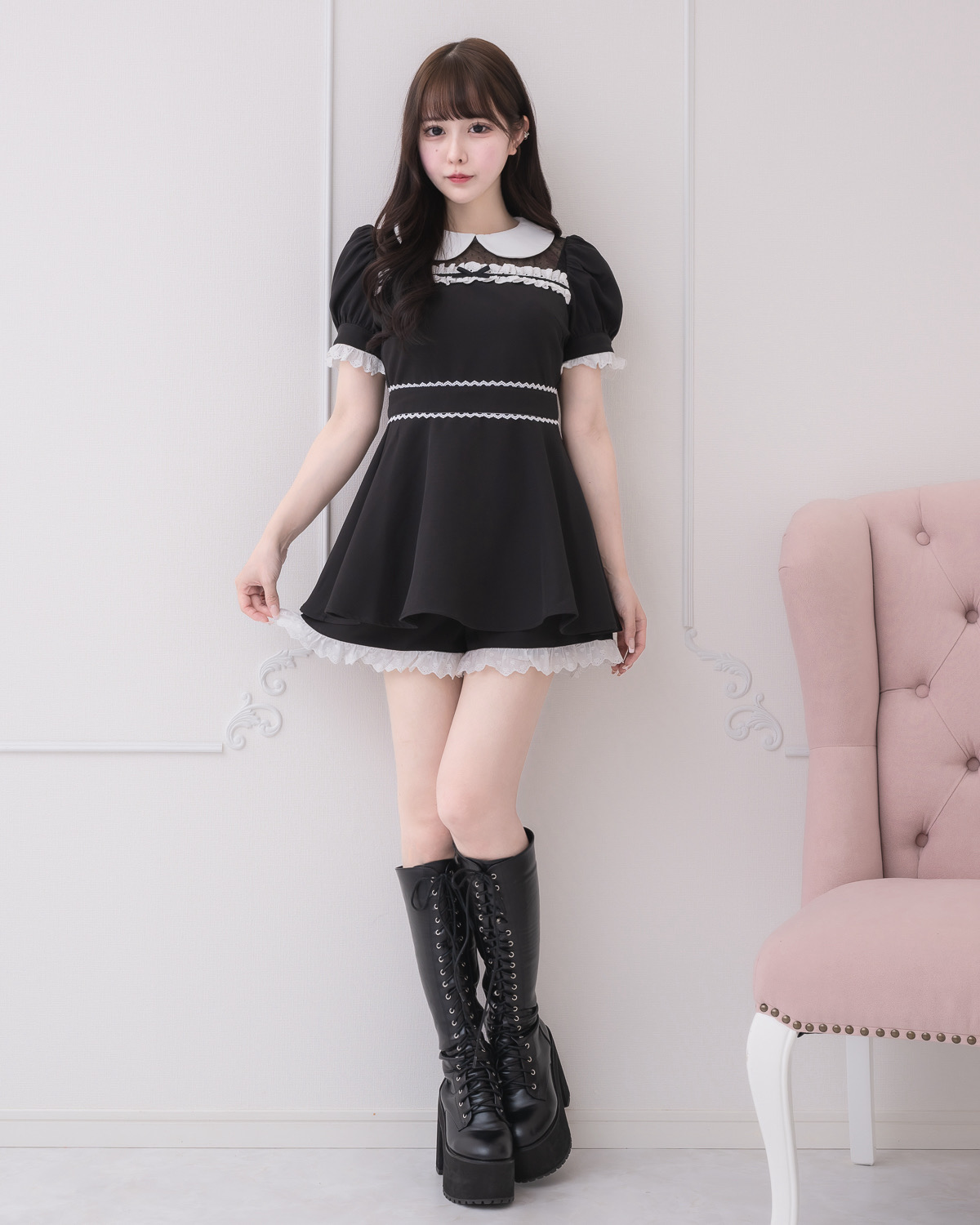 モデル身長：157cm/着用カラー:ブラック