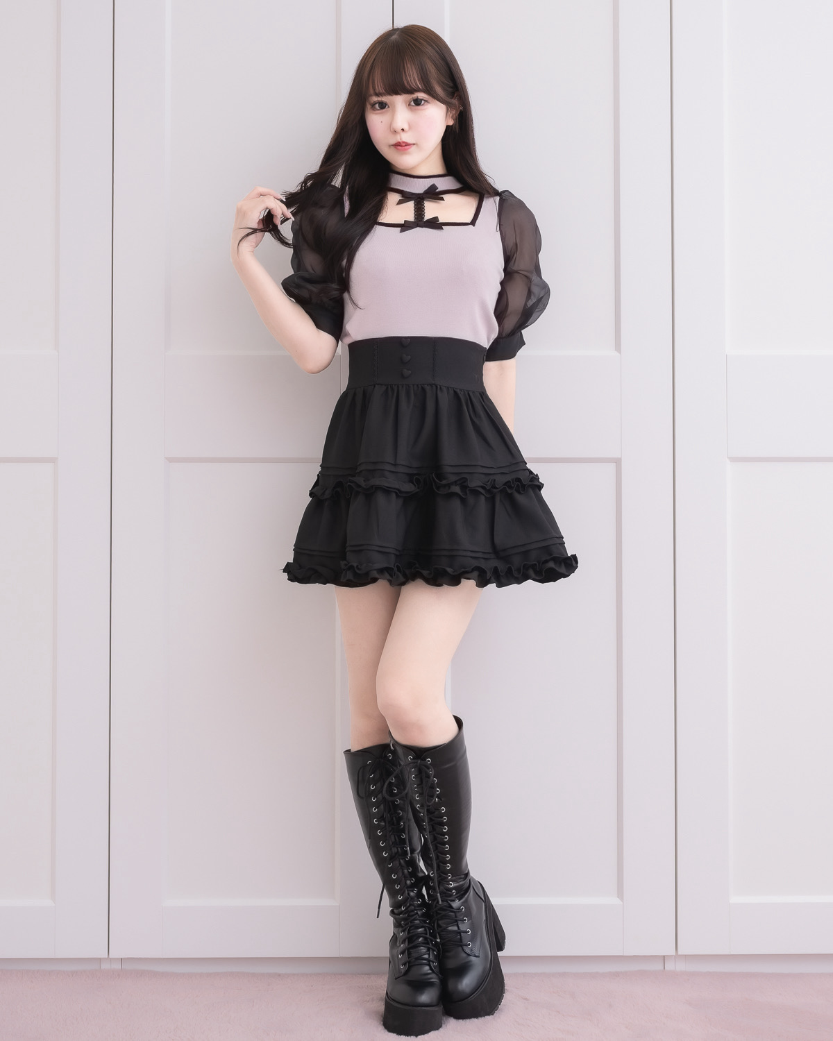 モデル身長:157cm/着用カラー:ピンク