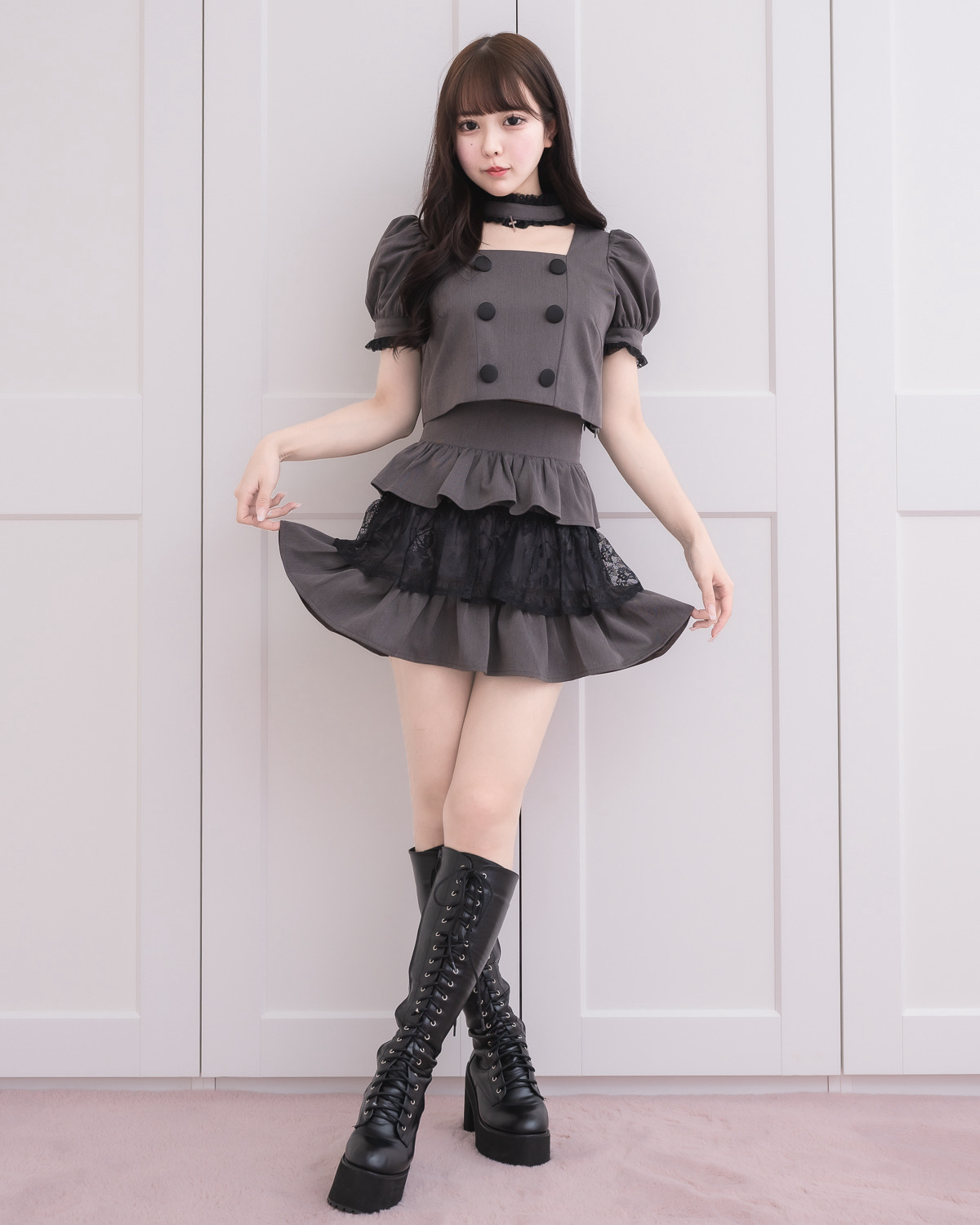 モデル身長：157cm/着用カラー:チャコール