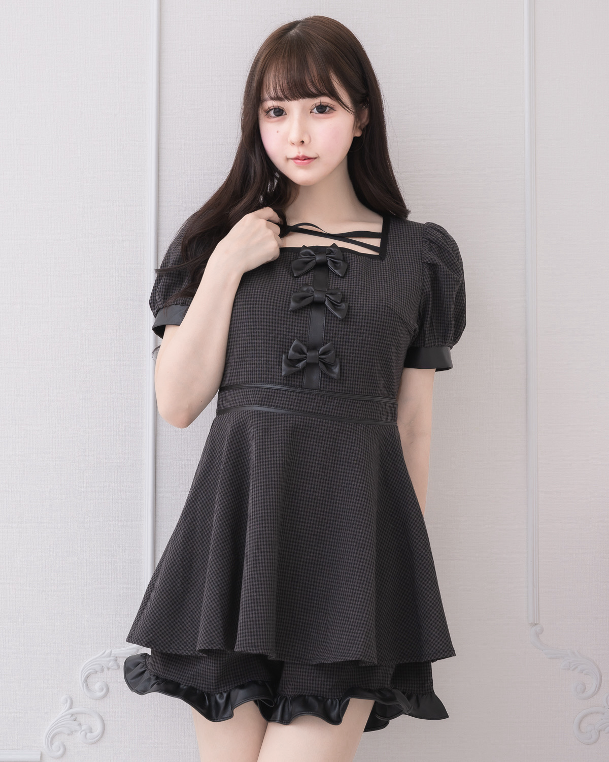 バイカラーレザーリボンセットアップ