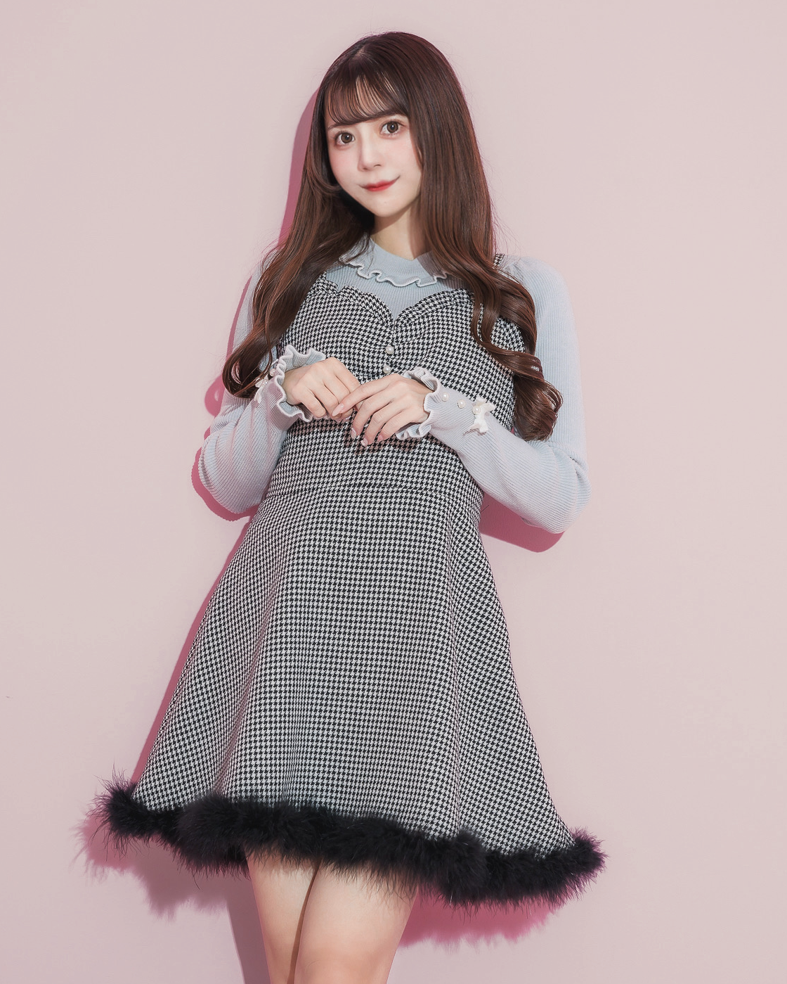 モデル身長:158cm/着用カラー:ブルーグレー