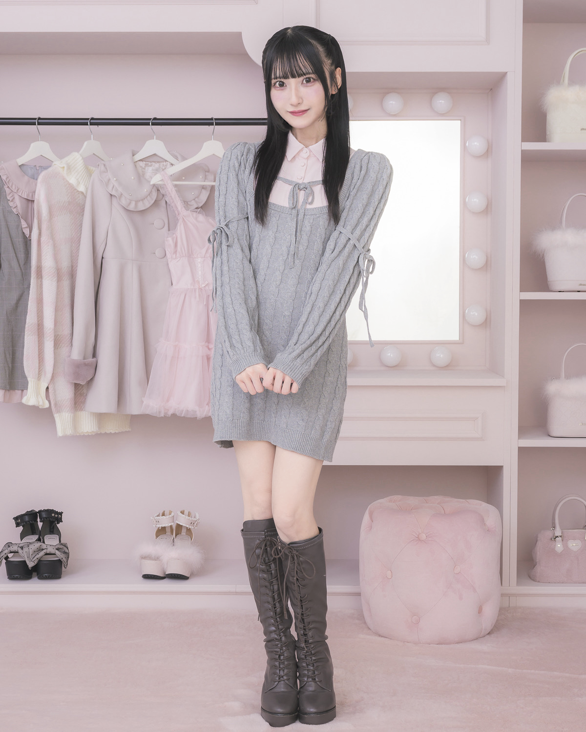 モデル身長:157cm/着用カラー:グレー