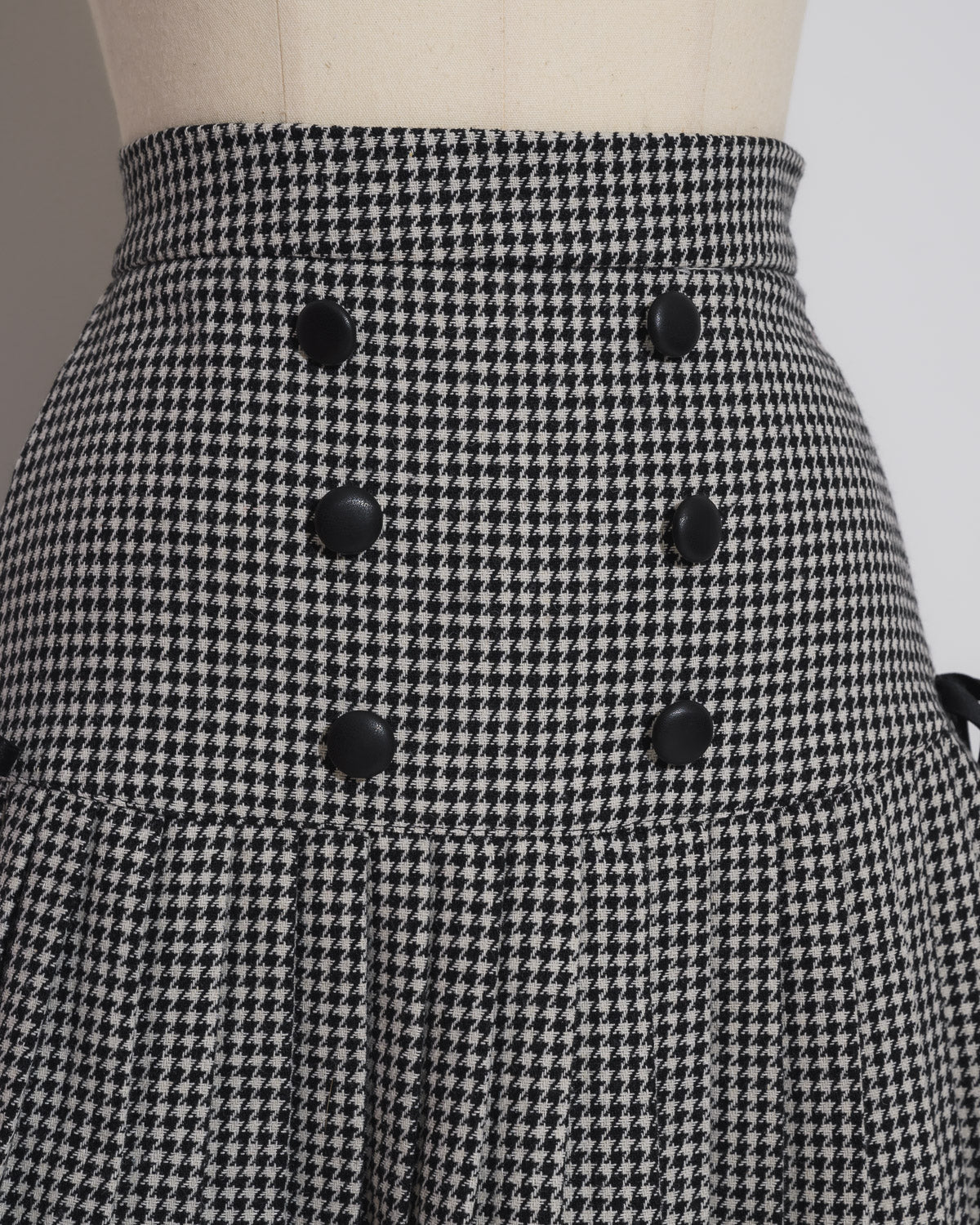 サイドリボン千鳥柄プリーツスカート