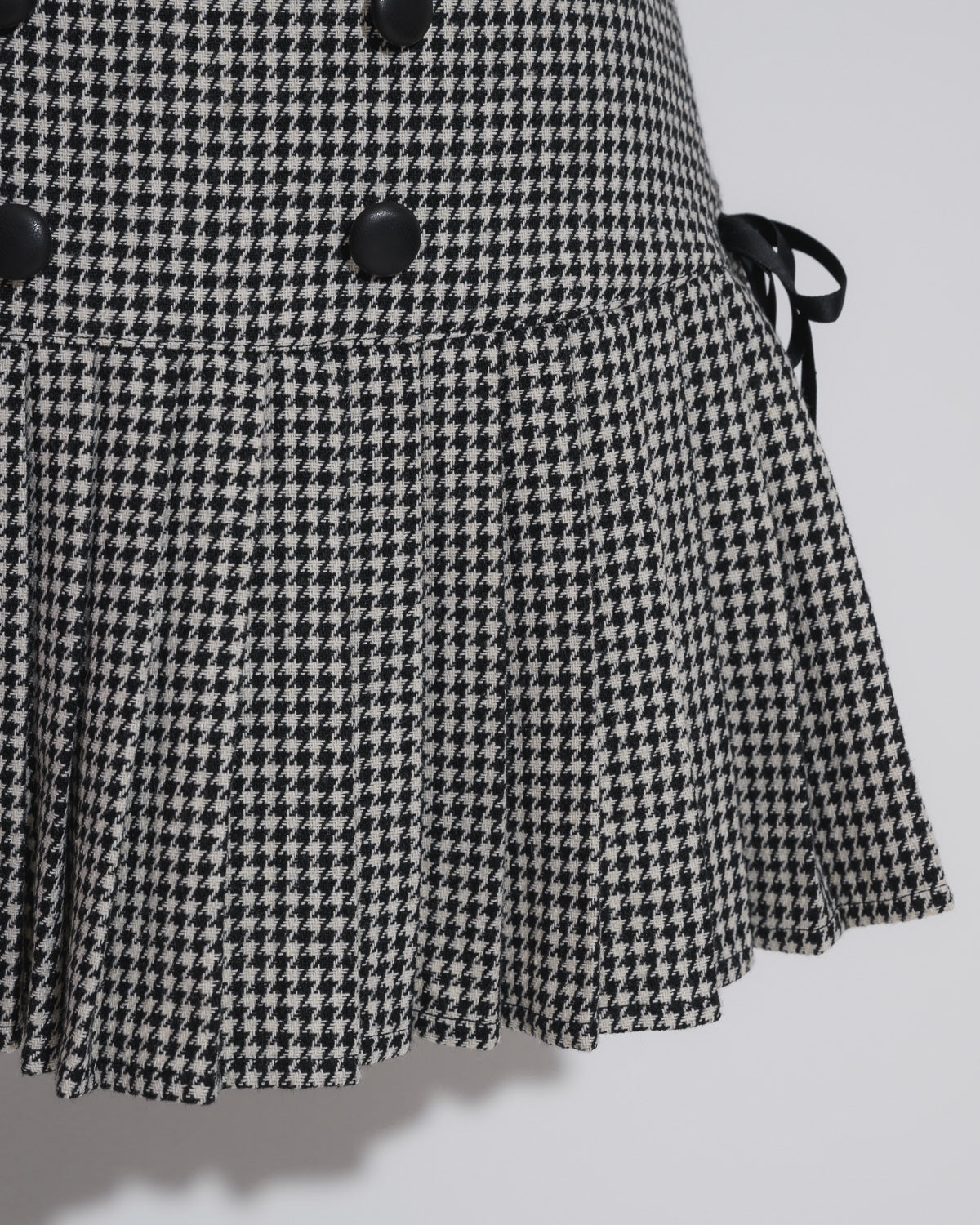 サイドリボン千鳥柄プリーツスカート