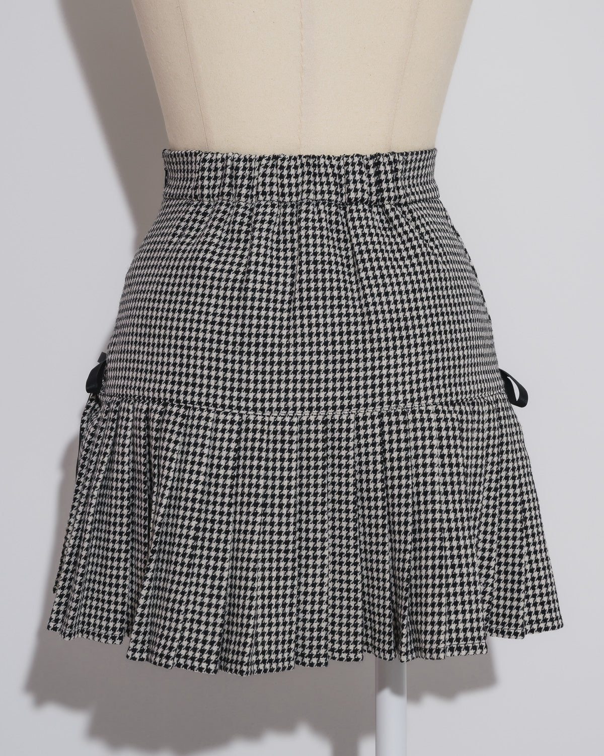 サイドリボン千鳥柄プリーツスカート