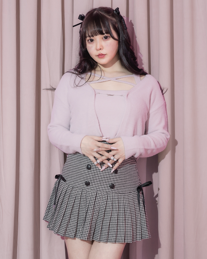 サイドリボン千鳥柄プリーツスカート – pium サイドリボン千鳥柄プリーツスカート – pium
