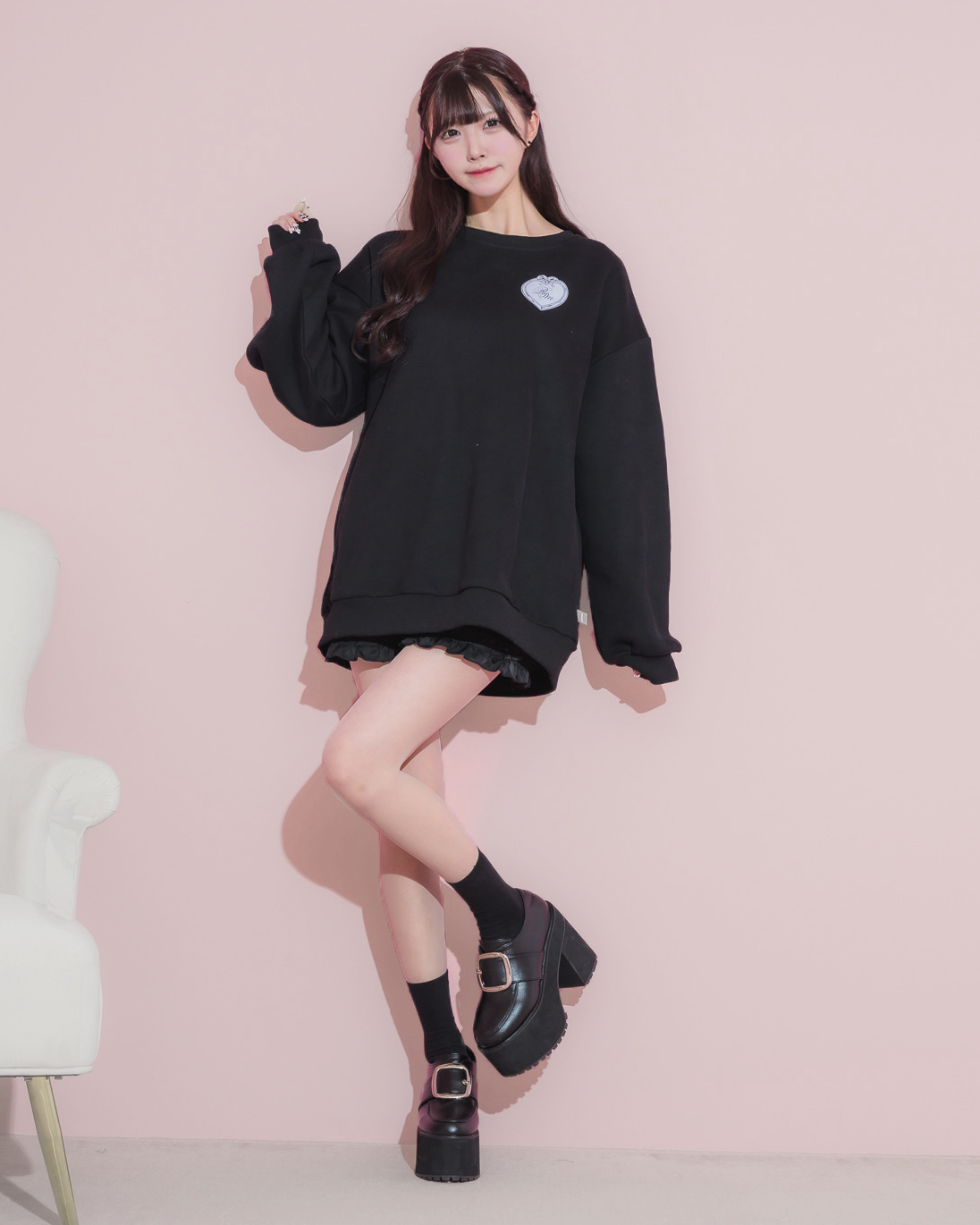 piumリボンオーバーサイズスウェット