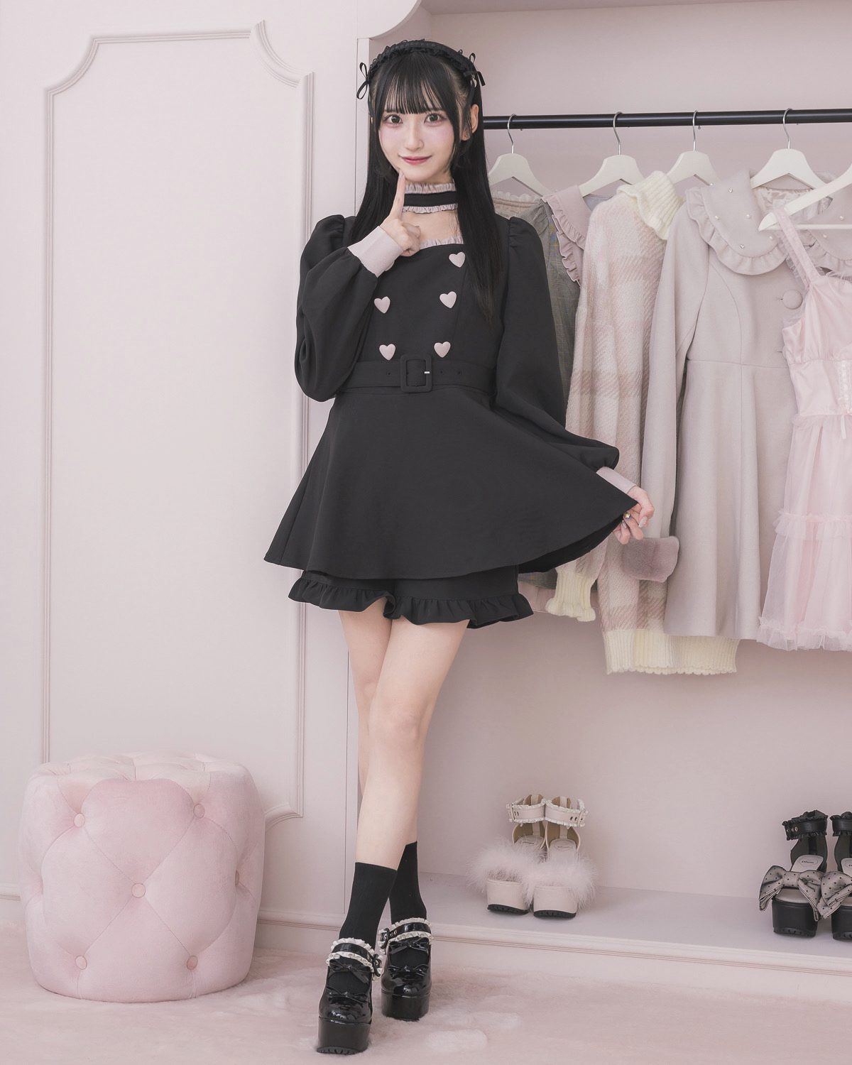 モデル身長：157cm/着用カラー : ブラック