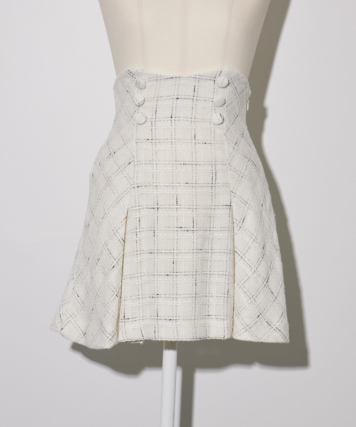 ハイウエストボックスタックツイードミニスカート