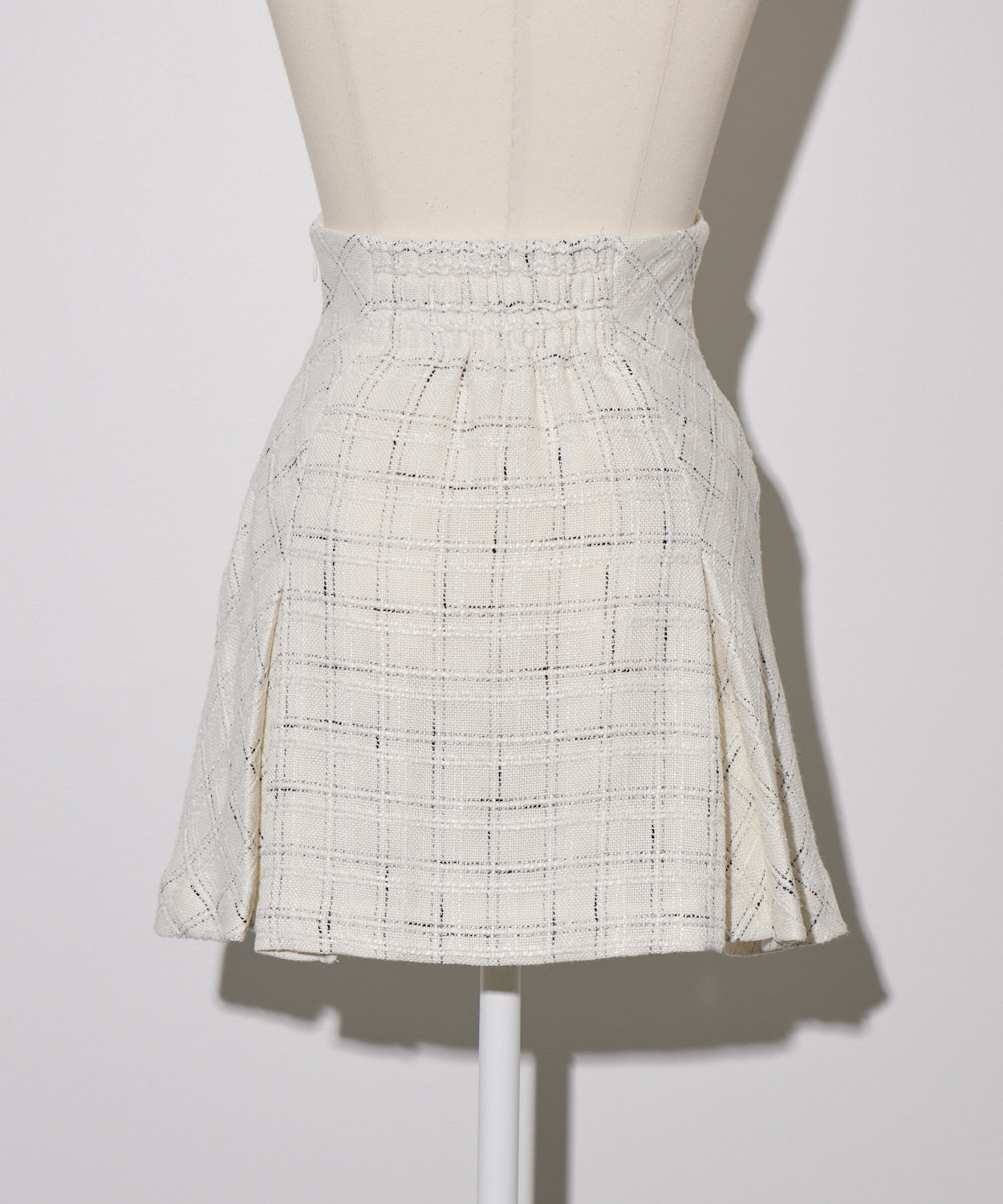 ハイウエストボックスタックツイードミニスカート