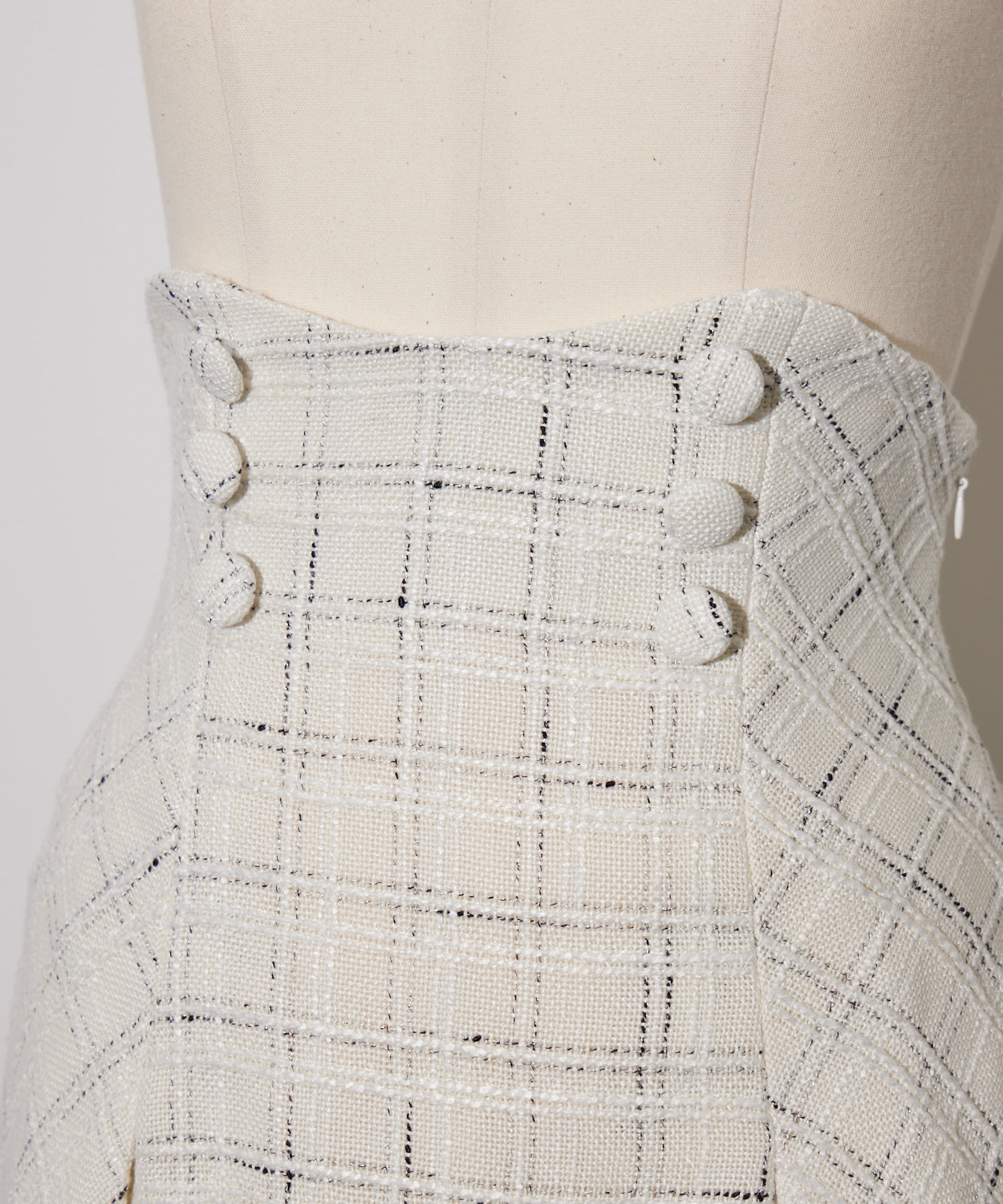 ハイウエストボックスタックツイードミニスカート