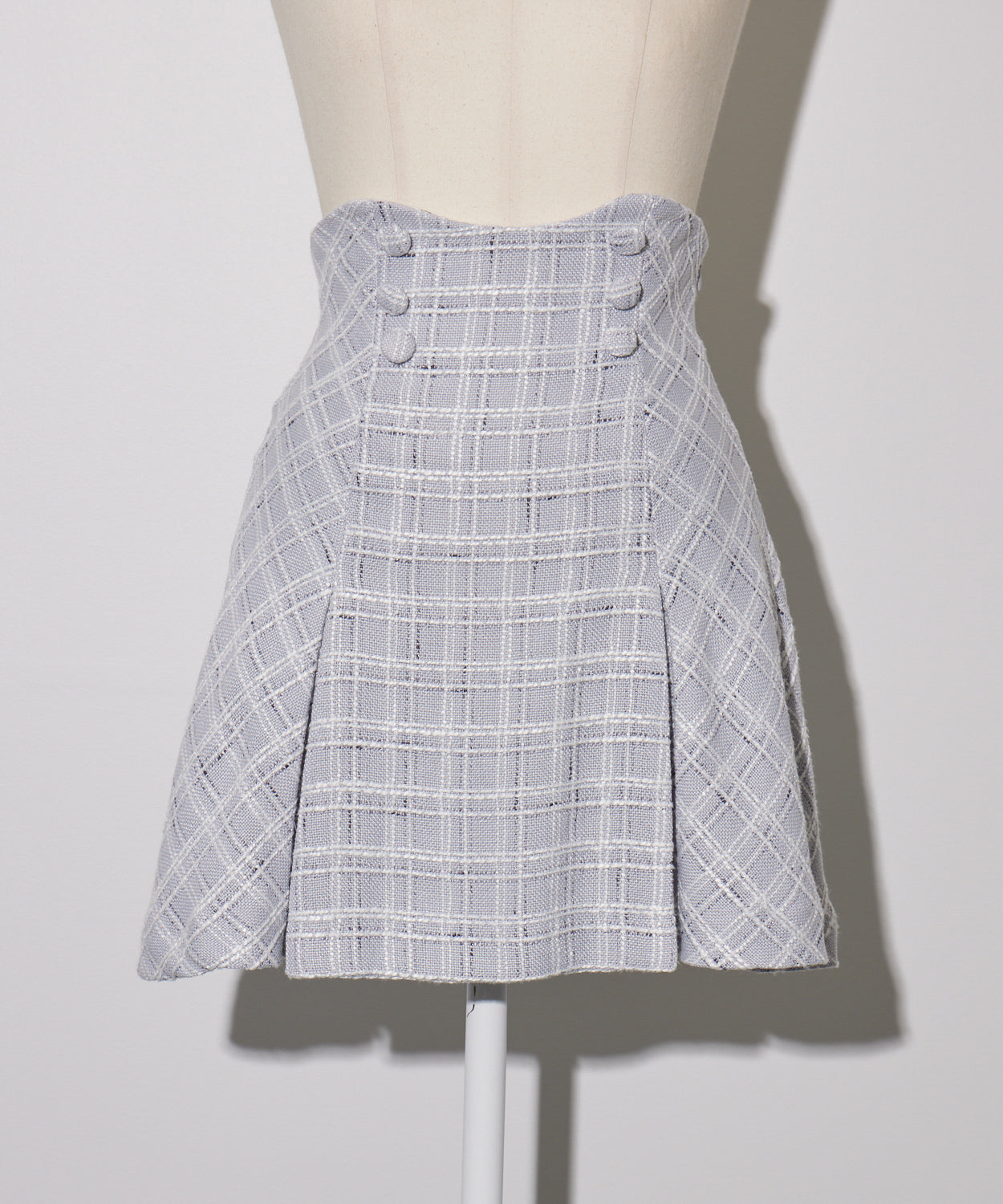 ハイウエストボックスタックツイードミニスカート