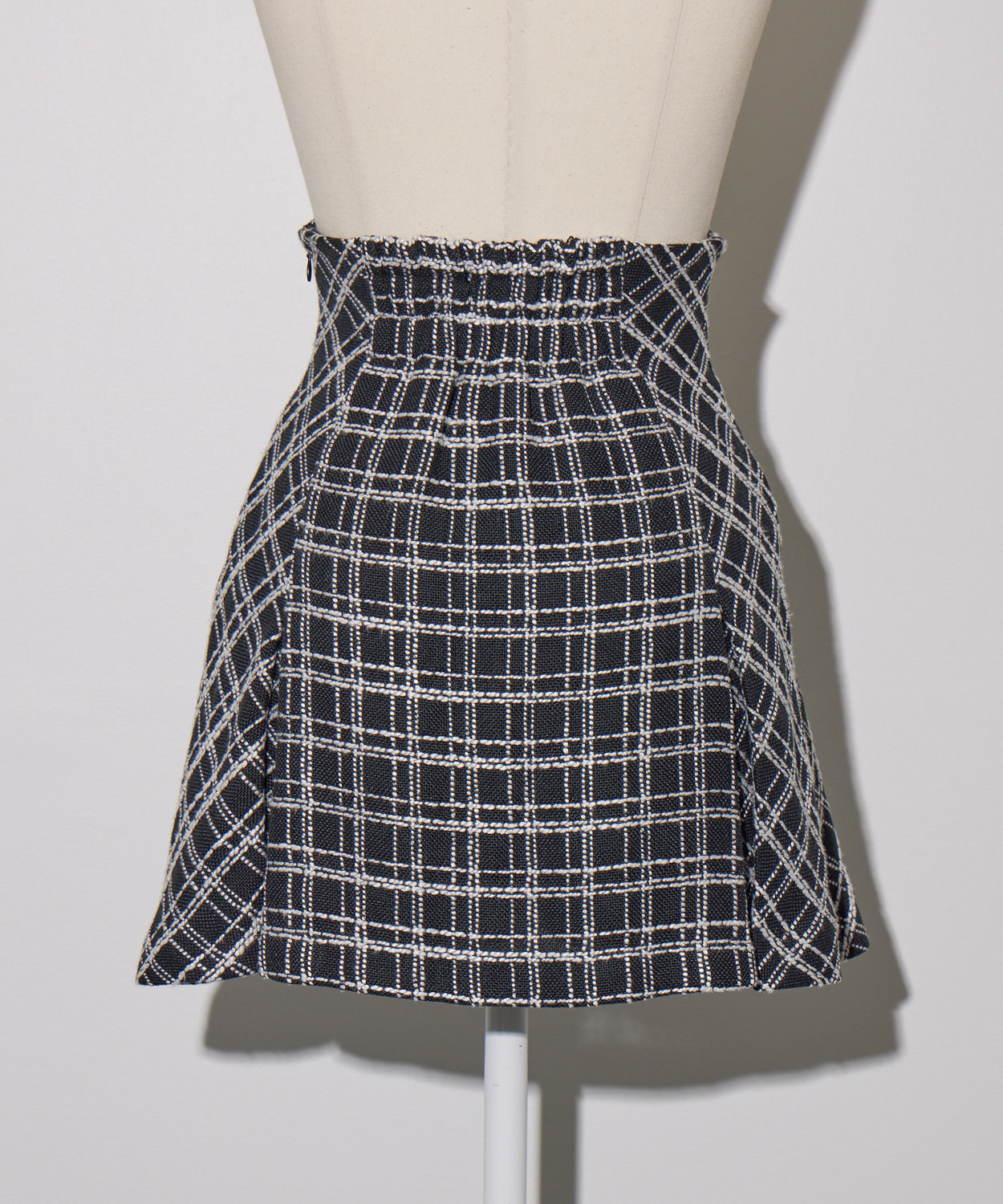 ハイウエストボックスタックツイードミニスカート