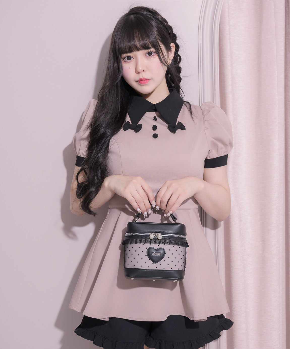 pium♥ハートドットチュールバニティ ピンク pium ピウム ハートドットチュールバニティ バッグ