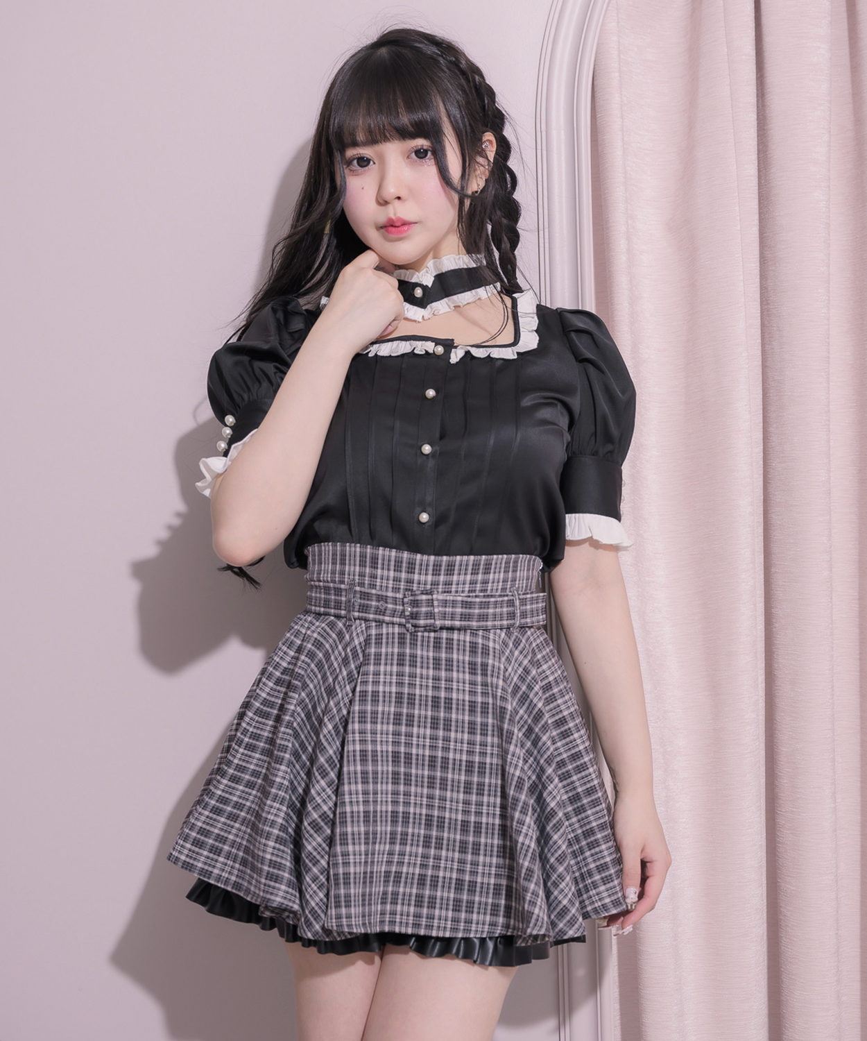 レザーフリルフレアスカパン