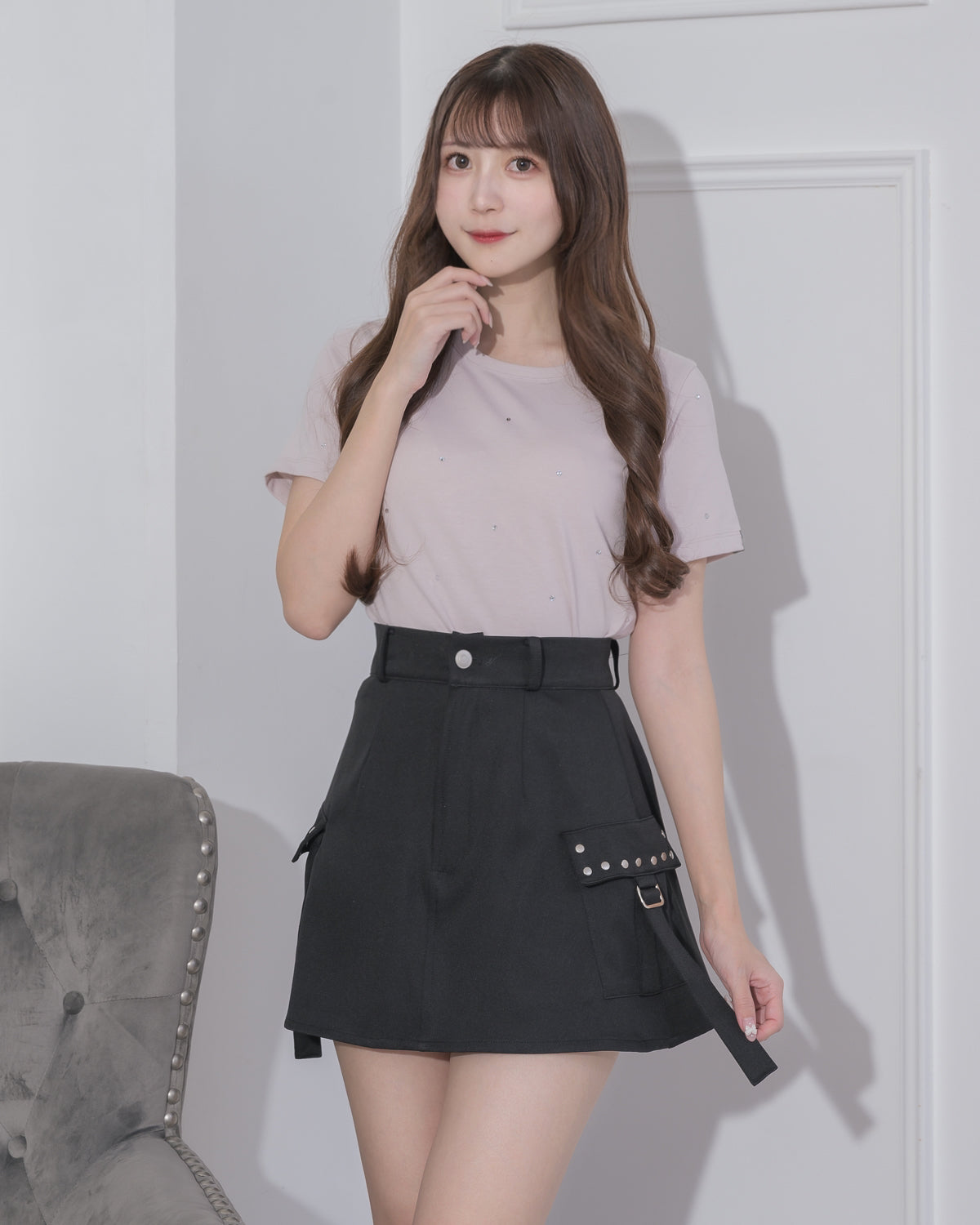 スタッズポケットカーゴミニスカパン