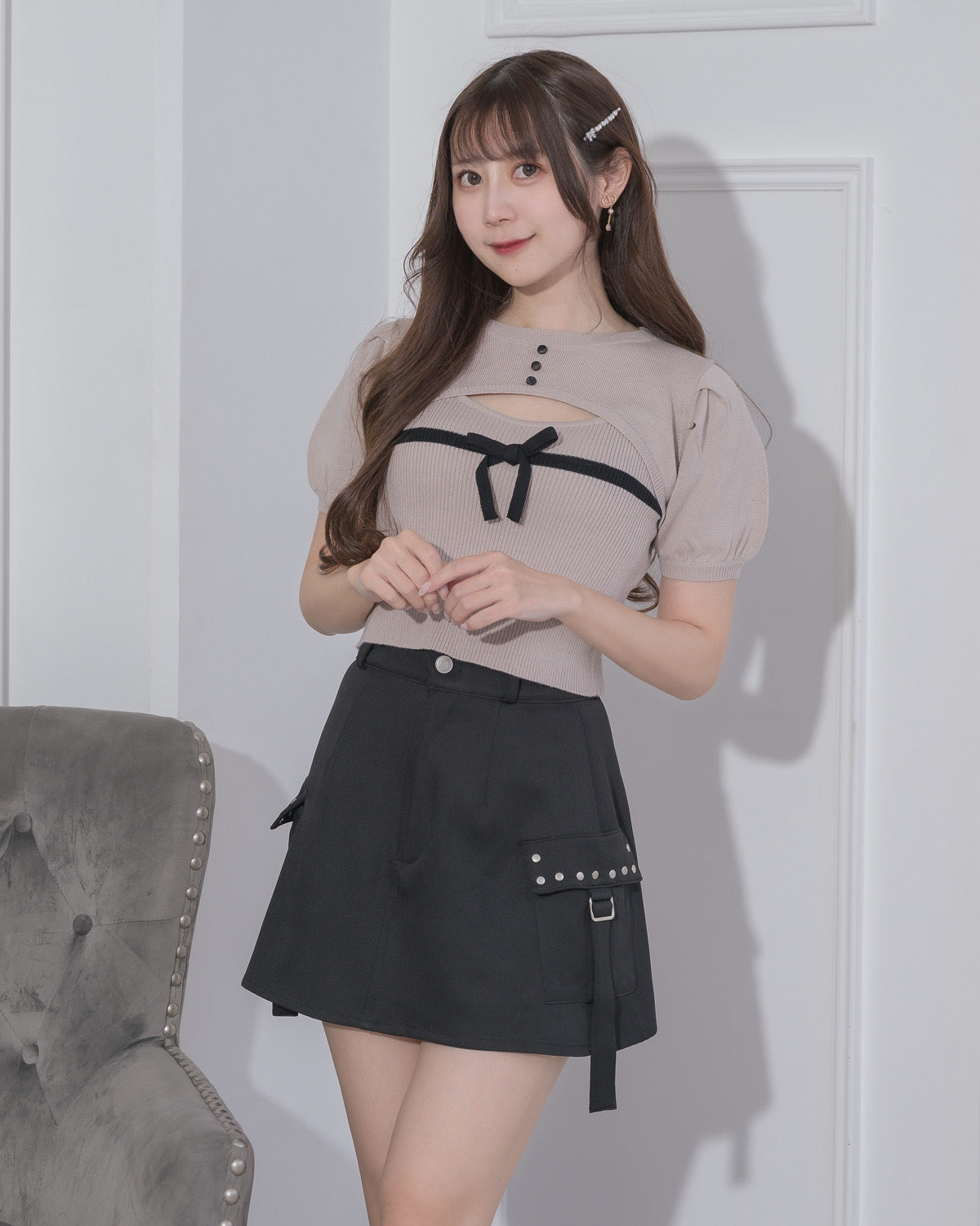 スタッズポケットカーゴミニスカパン