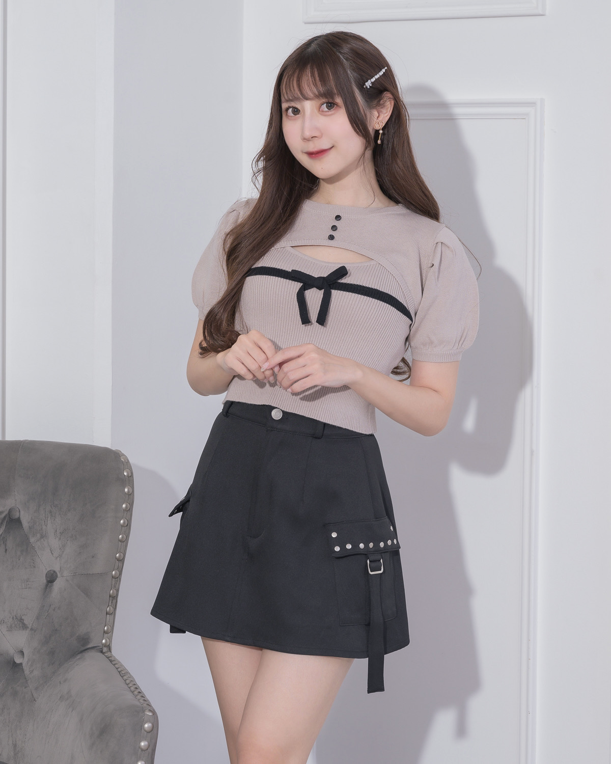 モデル身長:159cm/着用カラー:ピンク