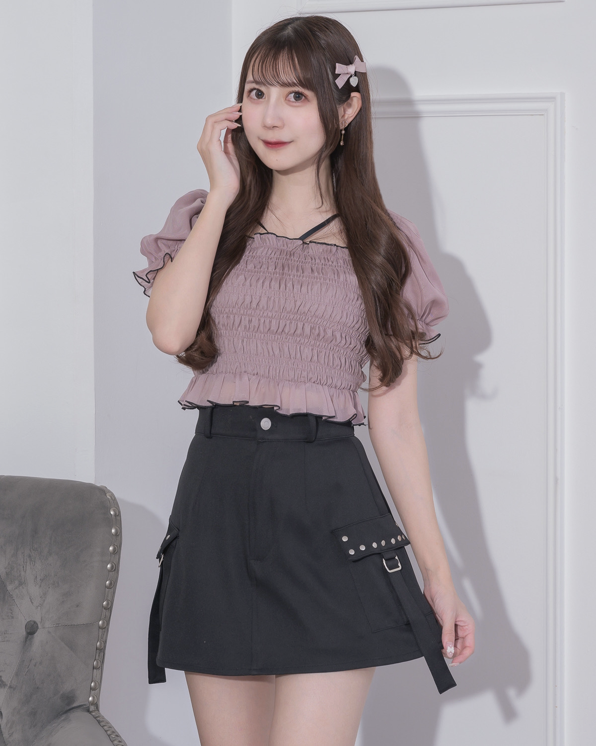 モデル身長:159cm/着用カラー:ピンク