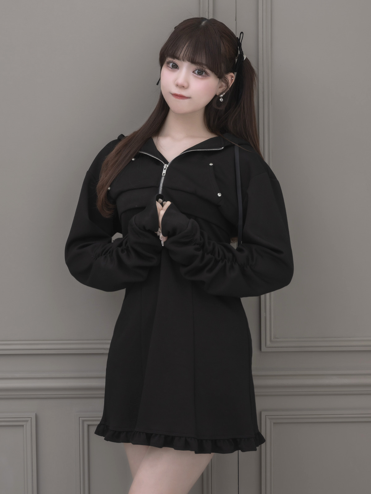 モデル身長:163cm/着用カラー:ブラック