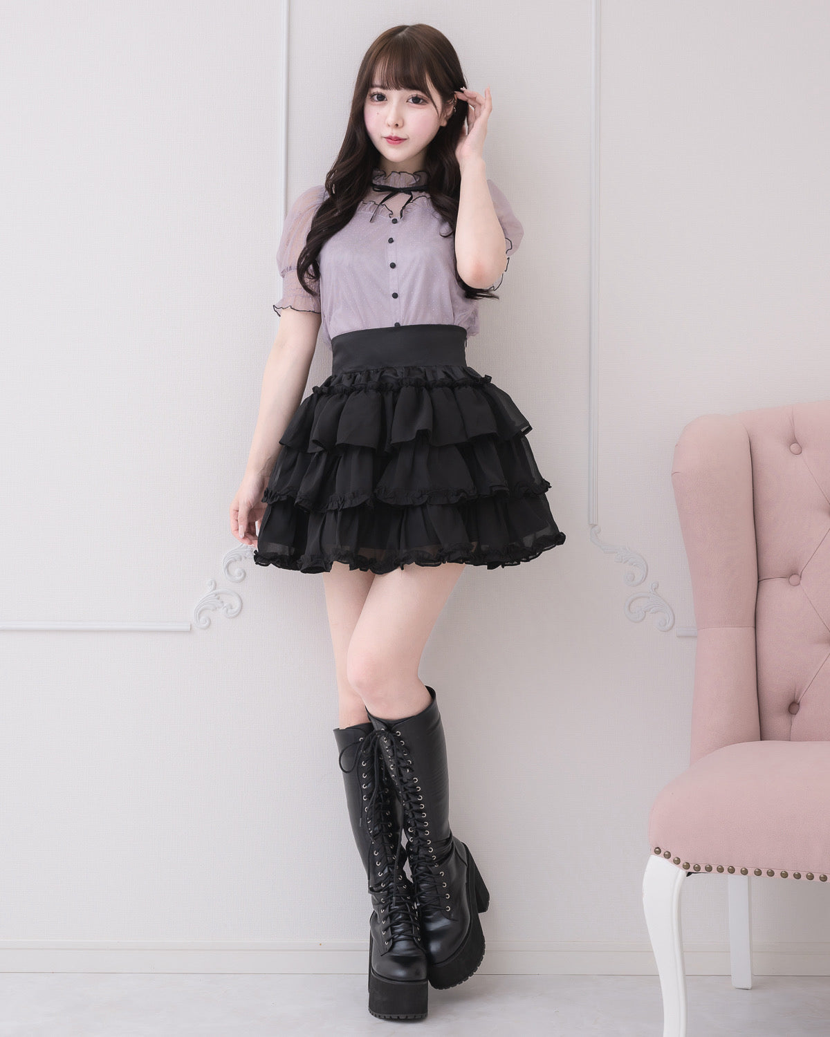 モデル身長:157cm/着用カラー:ブラック