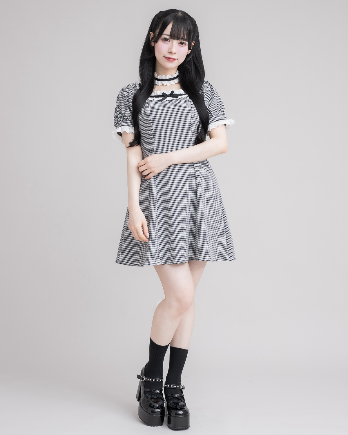 モデル身長：155cm/着用カラー:ギンガム