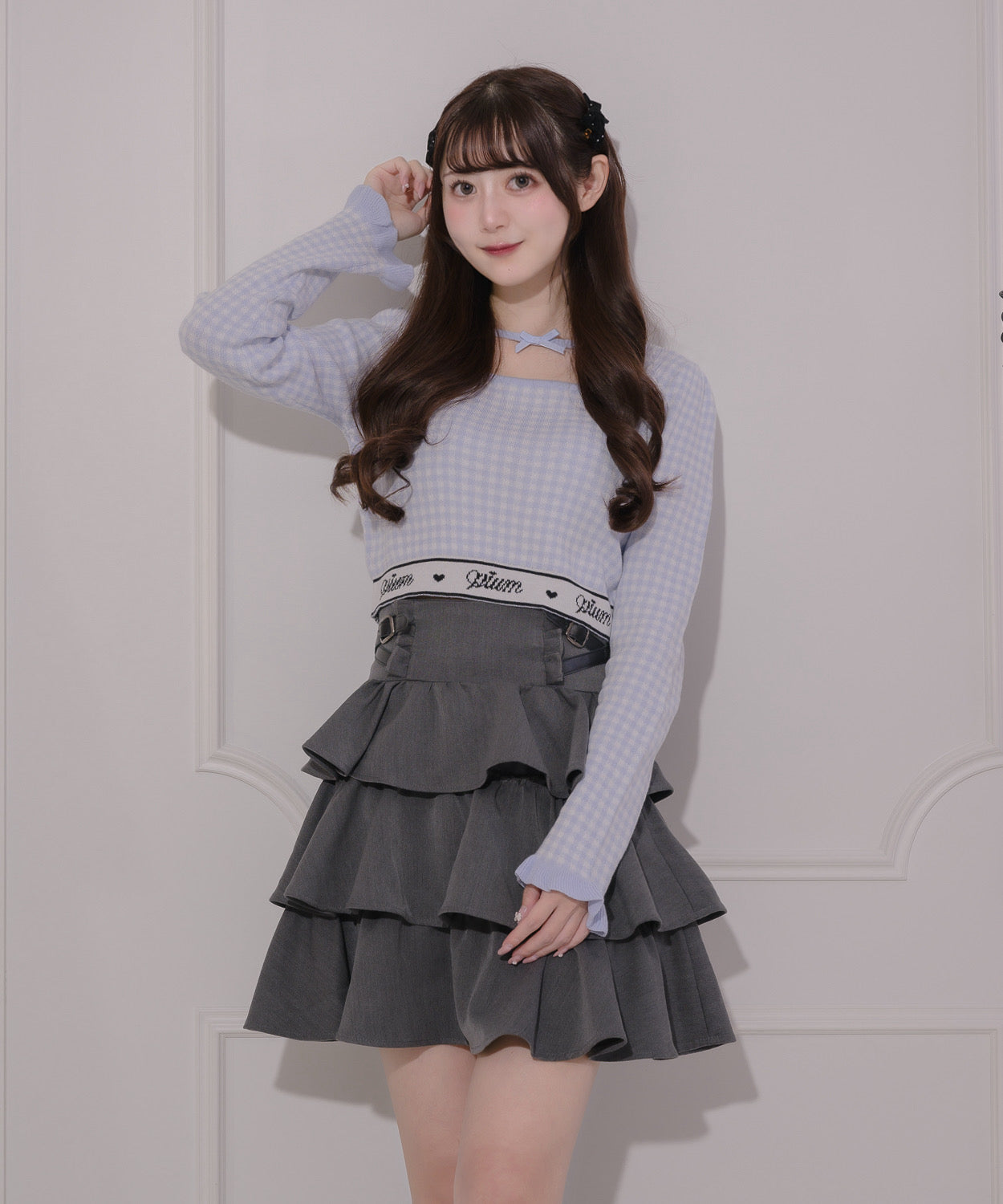 モデル身長:158cm/着用カラー:ブルーギンガム