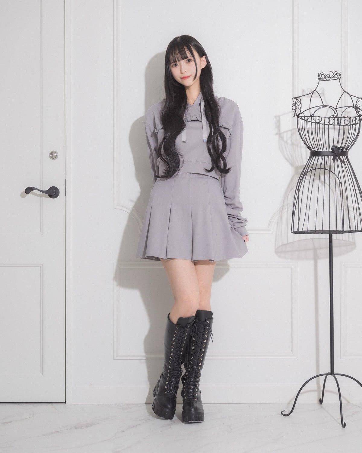 モデル身長:163cm/着用カラー:ブルーグレー