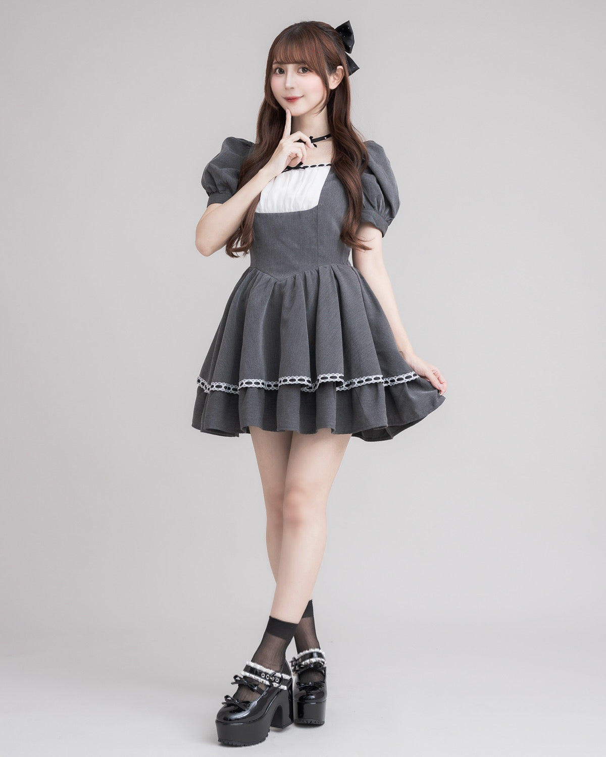 モデル身長：159cm/着用カラー:チャコール