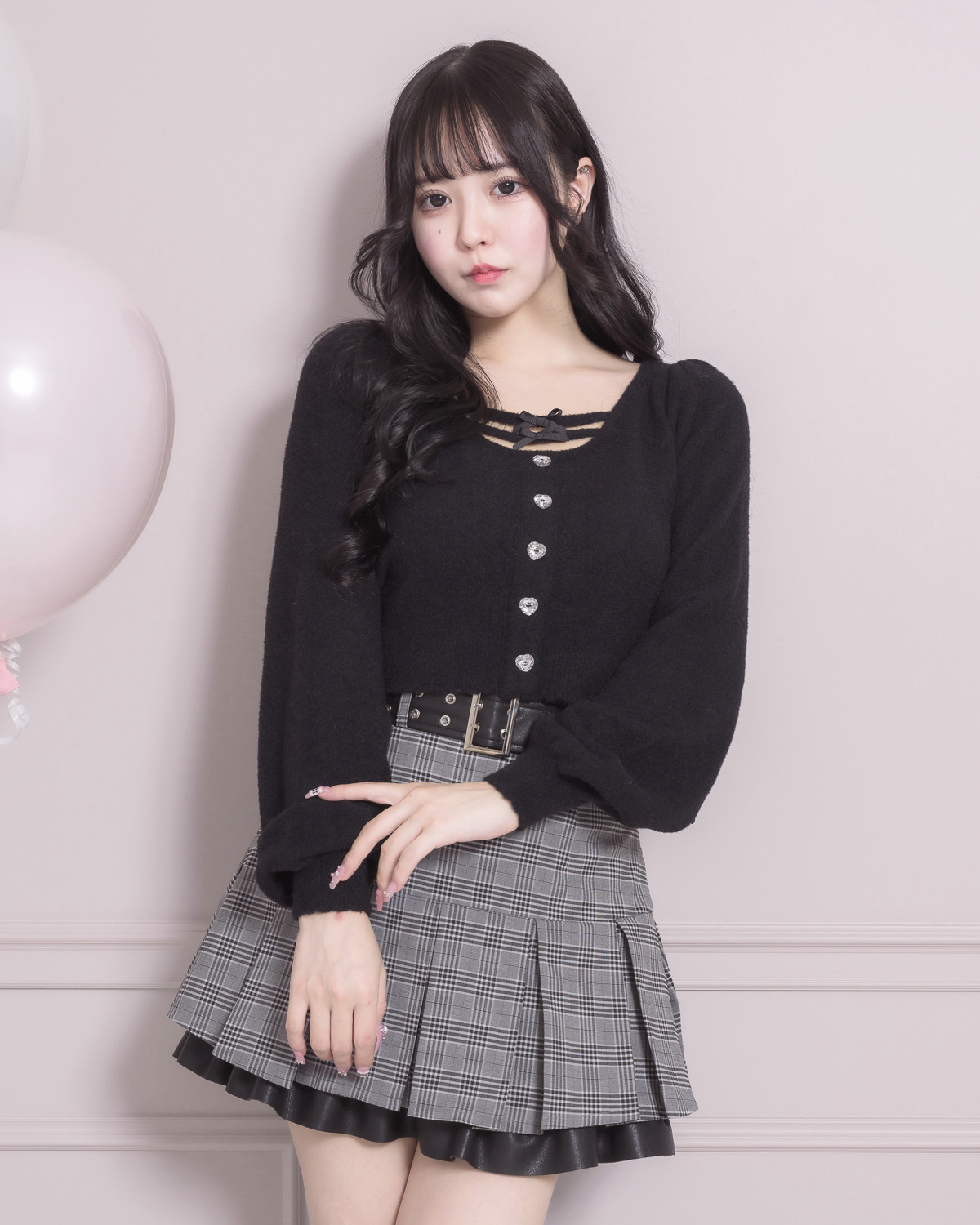 モデル身長:157cm/着用カラー:グレーチェック