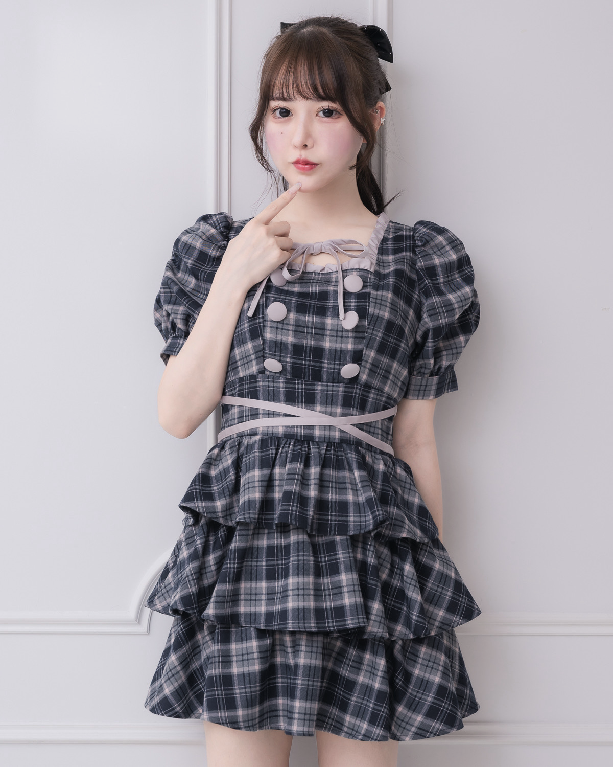 pium ティアードフリルミニワンピース 半袖 デニム pium | ＼6/13(金)20:00〜再販開始🤍🐇／ 大大大人気のデニム