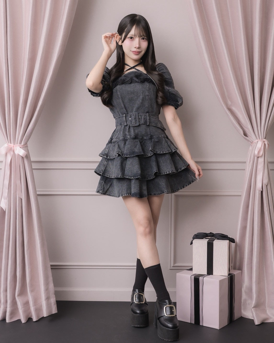 モデル身長：152cm/着用カラー：ブラック