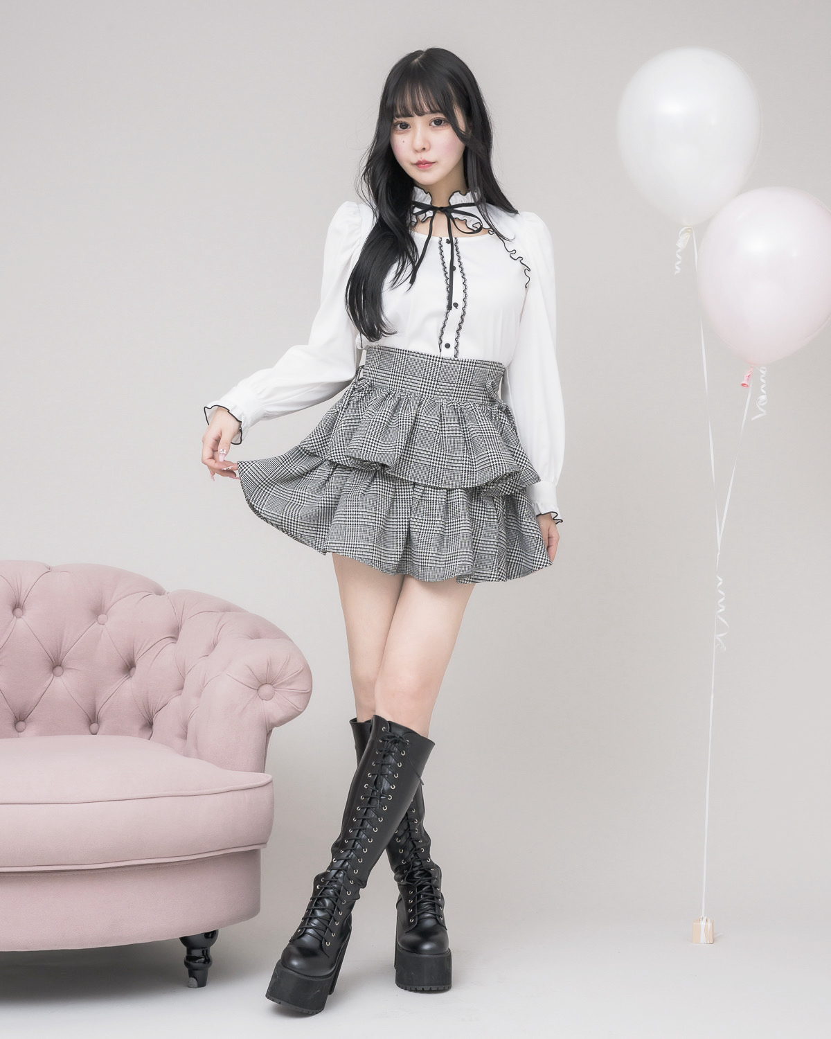 モデル身長:157cm/着用カラー:ホワイト