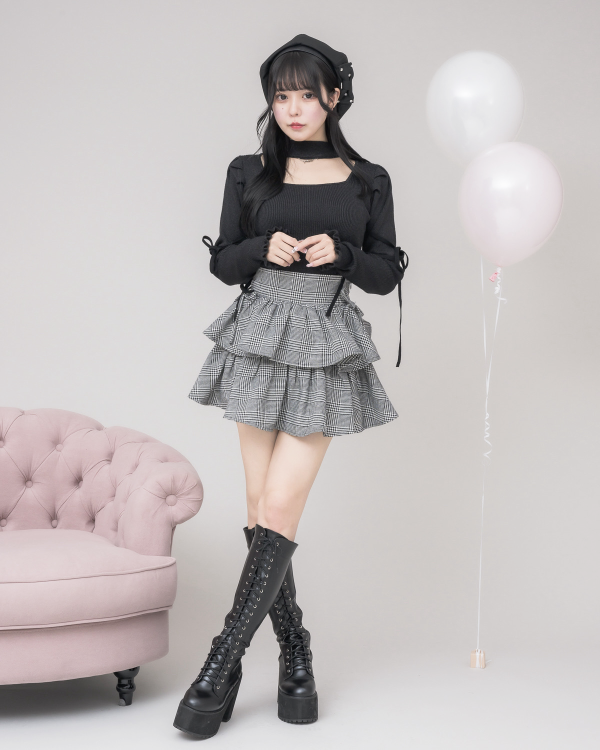 モデル身長:157cm/着用カラー:ブラック