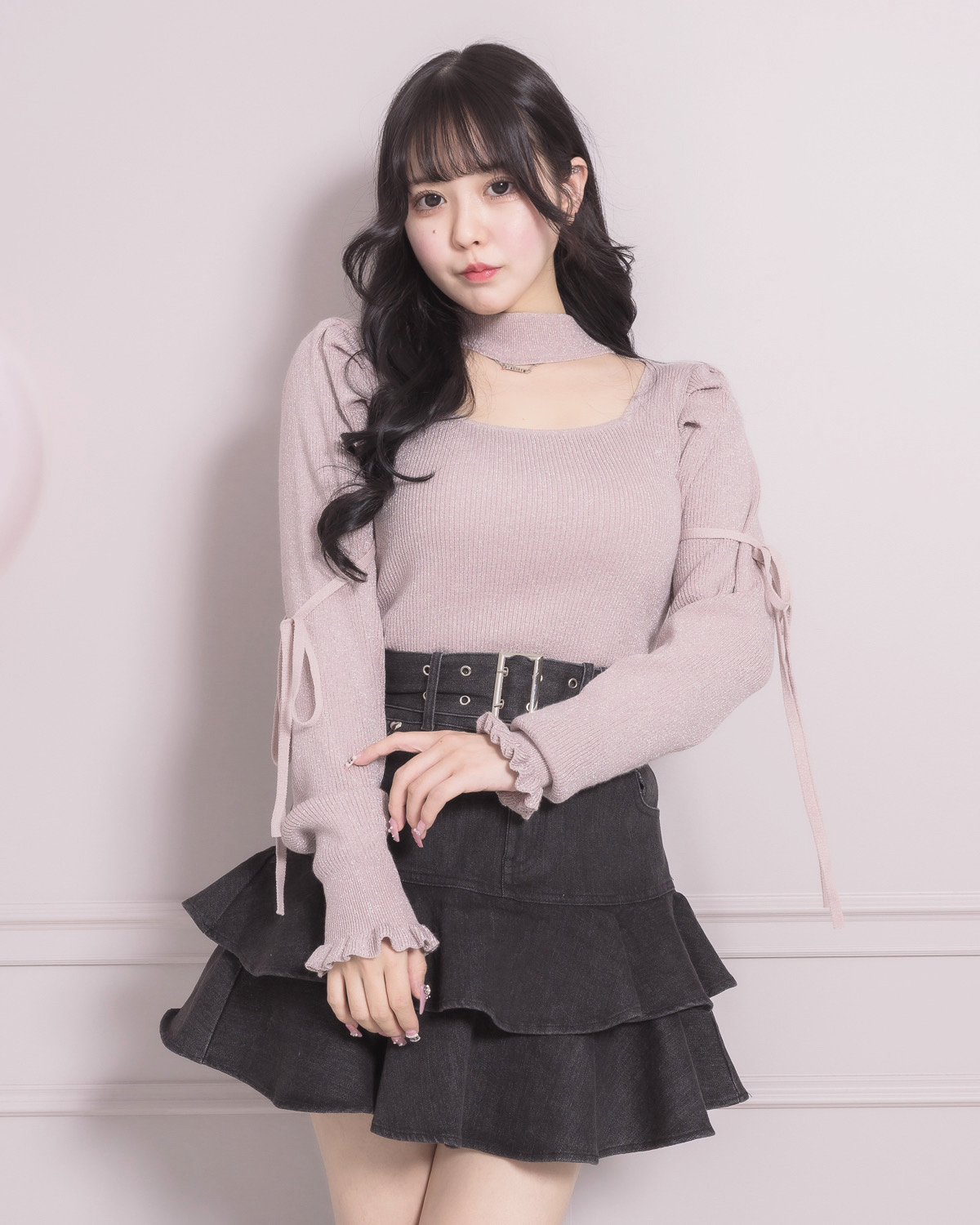 ベルト付きティアードデニムスカート – pium ベルト付きティアードデニムスカート – pium