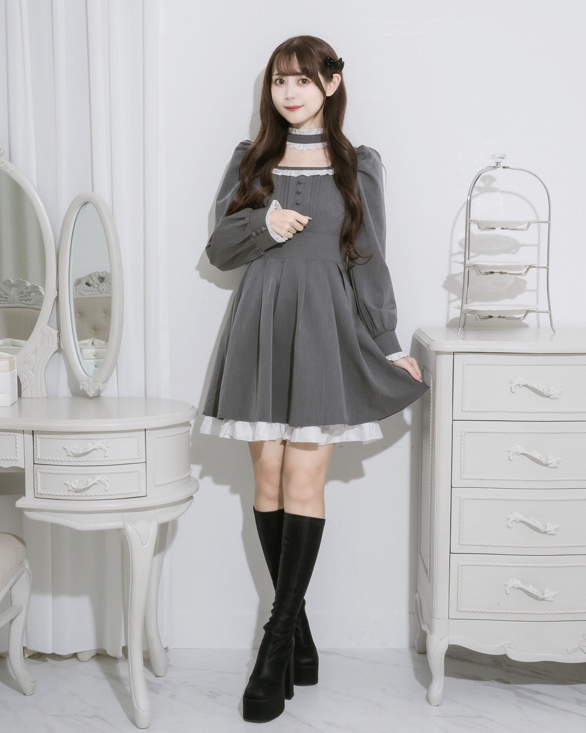 pium チョーカーフリルドーリーワンピース ブラック チョーカーフリルドーリーワンピース – pium